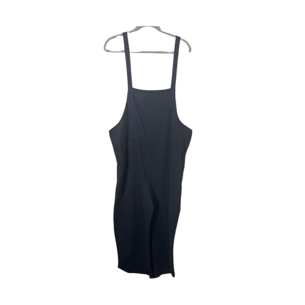 Women’s Overall Jumpsuit Black Linen Cotton Blend Romper Chore Work Tagged 2XL